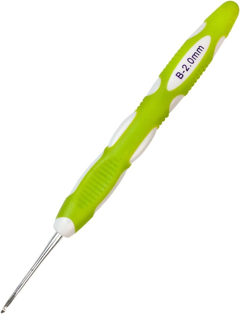 Mdoker Size B/1(2mm) Crochet Hook,Extra Long Crochet Hooks Needles for Arthritic Hands,Ergonomic Grip Soft Handles for Beginners and Experiecced Crochet Lover,Comfortable/Smooth/Ergonomic - Image 1
